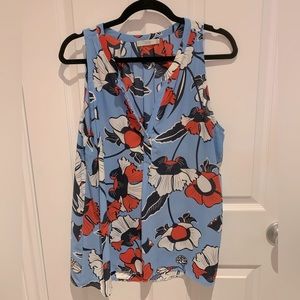 Dalia Floral Sleeveless Blouse with Pleated Back, XL